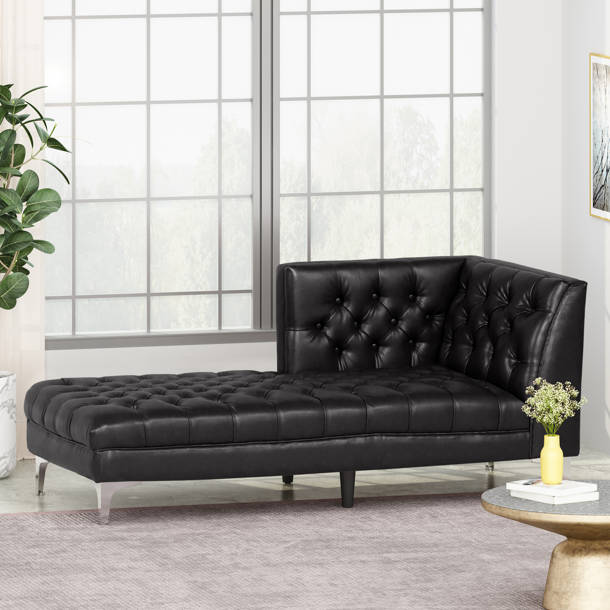 Orren Ellis Hovanes Tufted Faux Leather LeftArm Chaise Lounge